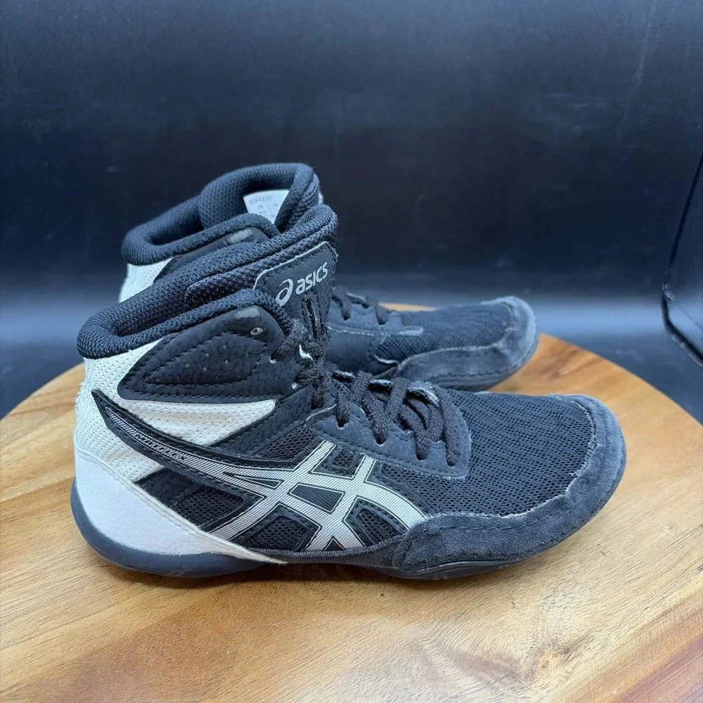 Asics Matflex 6 Youth Size 1 Wrestling Shoes Black White Silver 1084A007